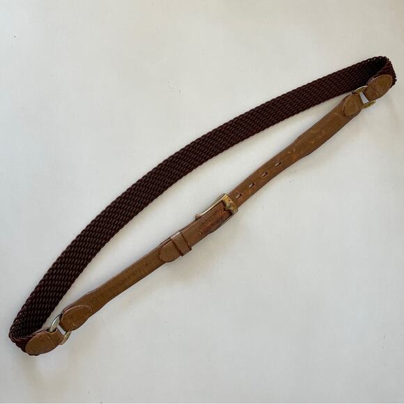 Streve Ostrich Leather & Woven Vintage Brown Belt Solid Bronze Hardware Size 34 main image 4